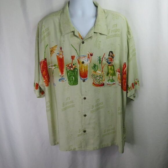 Big Dogs Hula Cocktail Shirt Size 4X Border Print Hawaiian Aloha - Picture 2 of 13